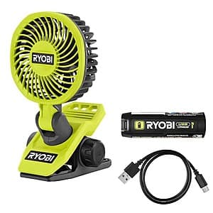 Select Home Depot: RYOBI USB Lithium Clamp Fan Kit w/ 2.0 Ah USB Lithium Battery $26 (In-Store Purchase Only)