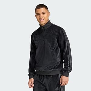 adidas Men's Velour Half Zip Track Top (Black) $21 + Free Shipping