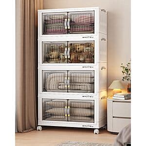 4-pk 60-qt BROVIEW V8 Stackable Storage Bins w/ Lid (white) $59.50 + Free S&H