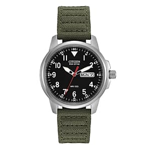 37mm Citizen Men's Eco-Drive Chandler Green Strap Field Watch $114 + Free S&H