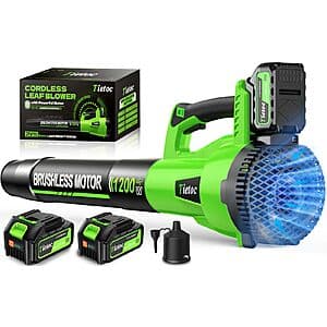 Tietoc 1200W Brushless Leaf Blower w/ 2x 5Ah Batteries & Charger $50 + Free Shipping