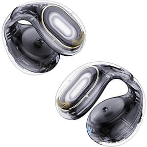 Soundcore C30i open-ear clip-on Bluetooth earbuds with bone conduction design, featuring a sleek minimalist build in black with charging case.