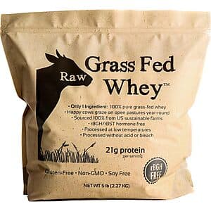 5-lb Raw Organic Whey 100% Grass Fed Organic Whey Protein Powder (Unflavored) $65 + Free Shipping w/ Prime