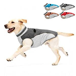 AOKOWN Dog Winter Coat w/ Fleece Lining & Reflective Strip $10