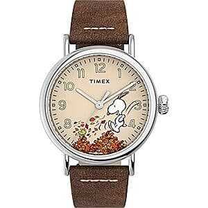40mm Timex x Peanuts Unisex Waterbury Watch w/ Tan Leather Strap $83.40 + Free S&H