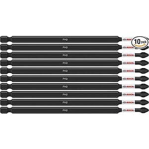 10-Pack 6" BOSCH ITPH26B Phillips #2 Impact Tough Screwdriving Power Bits $13.75