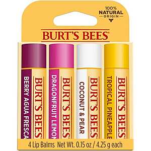 4-Pack 0.15-Oz Burt's Bees Tropical Lip Balm (Berry, Dragonfruit Lemon & more) $6