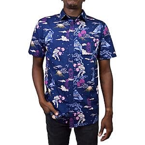 Star Wars Men's Darth Vader & Stormtroopers Samurai Button Up Hawaiian Shirt $10