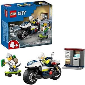 65-Piece LEGO City Police Motorcycle Chase Building Toy $6.70