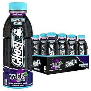 12-Pk 16.9-Oz GHOST Zero Sugar Hydration Drink (Welch's Grape) $14.25 w/ S&S