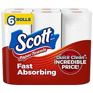 6-ct Scott Choose-A-Sheet Paper Towels Regular Rolls 2 for $4.40 + Free Store Pickup ($10 Min.)