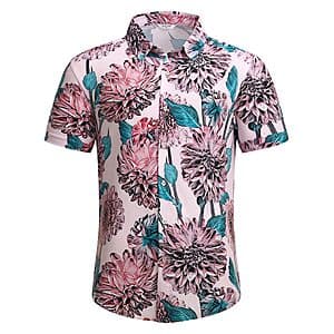 SheLucki Men's Button Down Hawaiian Shirts (various) from $7.49