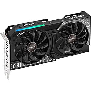 ASRock Challenger OC Radeon RX 9060 XT graphics card with dual-fan cooling system and 16GB memory.