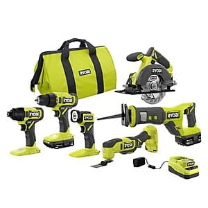 6-Tool RYOBI ONE+ 18V Cordless Combo Kit w/ 1.5Ah + 4.0Ah Batteries & Charger $199 + Free S&H