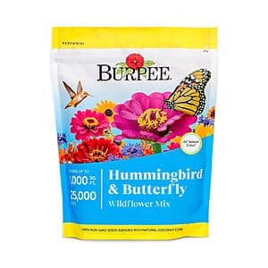 Burpee wildflower seed packet in colorful packaging.