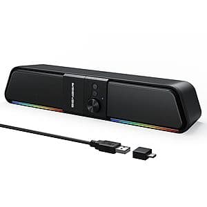 SENZER CS20 2-in-1 Bluetooth Speakers for Desktop w/ RGB Light $8