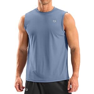 G Gradual men's sleeveless workout tank top in various colors with cool-touch fabric technology.