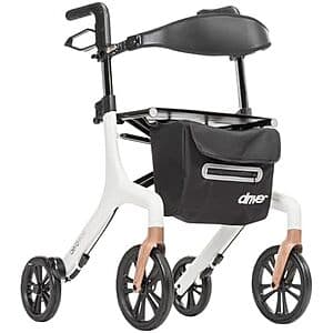 White Drive Medical AeroWalk Ultra-Lite Rollator with 23-inch seat height and lightweight aluminum frame construction.