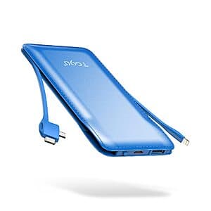 Prime Members: TG90° 10000mAh Power Bank with Built-in Cables $11 + Free S&H