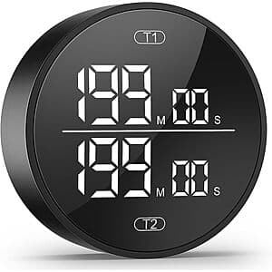 Prime Members: Haukinix Magnetic Dual Digital Kitchen Timer (Black) $5 + Free Shipping