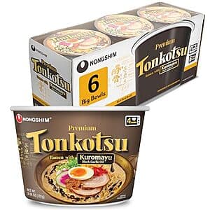 Prime Members: 6-Pk 3.56-oz. Nongshim Tonkotsu Ramen w/ Kuromayu Oil Big Bowl $8.35 w/ S&S + Free S&H
