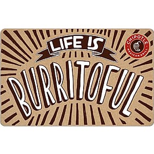 $50 Chipotle Gift Card (Email Delivery) $42.50