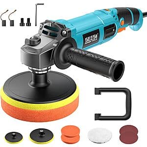 Seesii 6/7" Variable Speed Corded Rotary Car Buffer Polisher Kit $30.25 + Free S&H