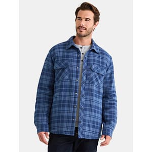 George Men's Fleece Lined Shirt Jacket: Buffalo Plaid $11.25, Dark Navy from $10.80