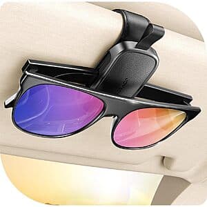 Joyroom Magnetic Leather Universal Car Visor Sunglasses Holder (Black) $5