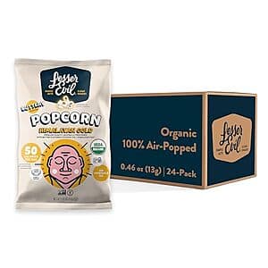 24-Pk 0.46-Oz LesserEvil Himalayan Gold Salt Organic Popcorn $6.80 w/ S&S