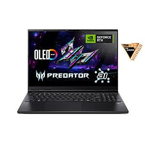 Acer Predator Laptop: 16" 1600p 240Hz OLED, Ultra 9 275HX, RTX 5070 Ti, 32GB RAM $1450 + Free Shipping