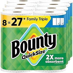 8-Pk Bounty Quick-Size Family Triple Rolls Paper Towels 2 for $41.90 w/ S&S + Free S&H