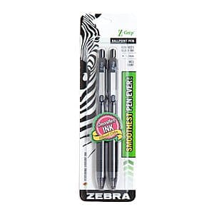 2-ct Zebra Pen Z-Grip Retractable Ballpoint Pen (Medium Point, Black Ink) $1.20