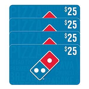 Costco Members: 4-Pack $25 Domino's Pizza eGift Card (Email Delivery) $70
