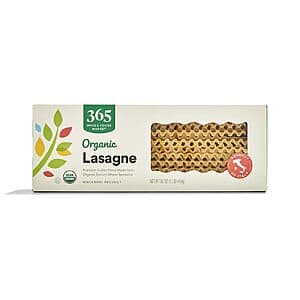 16oz. 365 by Whole Foods Market Organic Lasagne Pasta $1.90 or Less w/ S&S