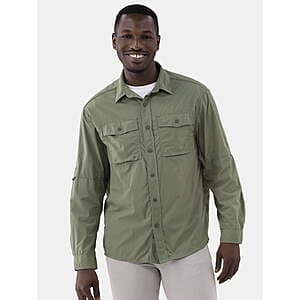 Ozark Trail Men's Upstream Long Sleeve UPF 50+ Shirt (Olive Leaves) $9.90