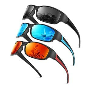 3-Pk KALIYADI Men's Polarized Sports Sunglasses (various) $10.20
