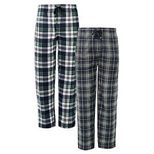 2-Pack Fruit of the Loom Men's Plaid Fleece Pajama Pant (Navy, M-XL) $6.50