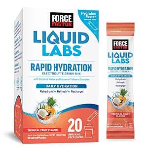 20-Count Force Factor Liquid Labs Electrolytes Powder Packets (various flavors) from $7.65 w/ Subscribe & Save
