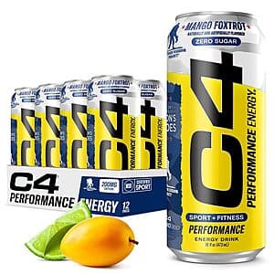 12-Pack 16-Oz Cellucor C4 Performance Zero Sugar Energy Drink (Mango Foxtrot) $11.45 w/ Subscribe & Save