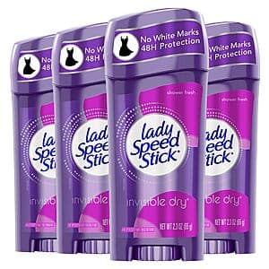 4-Pack 2.3-Oz Lady Speed Stick Deodorant for Women (Shower Fresh) $5.10 w/ Subscribe & Save