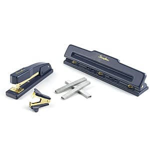 4-Piece Swingline Desktop Set w/ Stapler, Hole Punch, Staple Remover, & Staples $7