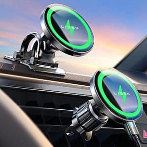 15W Lisen MagSafe Magnetic Wireless Car Mount Charger $12