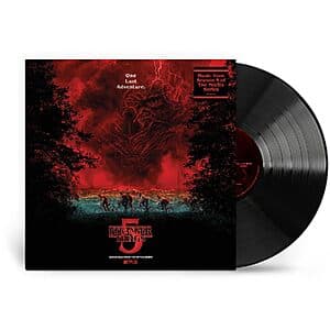Stranger Things 5 soundtrack vinyl record with series artwork on the cover.