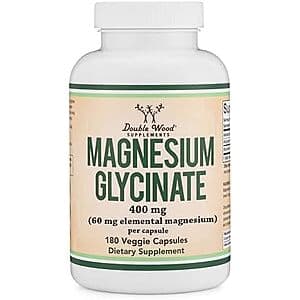 180-Ct Double Wood Supplements Magnesium Glycinate Capsules (400mg) $8.35 w/ S&S