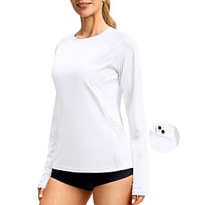 Viodia Women's UPF 50+ Long Sleeve Rash Guard Swim Shirt w/ Pockets $9