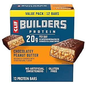 Select Accts: 12-Pk 2.4-Oz CLIF BUILDER'S Protein Bars (Chocolate Peanut Butter) $13.30 w/ S&S