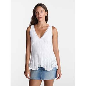 Select Walmart Stores: No Boundaries Lace Godet Tank Top (White, Size L or XL) $3.50 & More