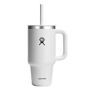 32oz Hydro Flask Insulated Stainless Steel Travel Tumbler w/ Handle (White) $17.40