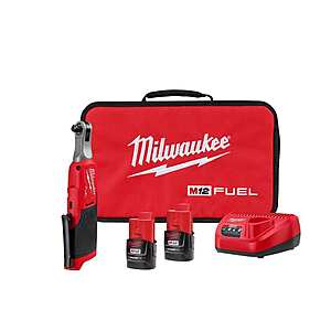 Milwaukee M12 FUEL Brushless 3/8" Ratchet Kit w/ 2x Batteries, Charger & Bag $160 + Free S&H